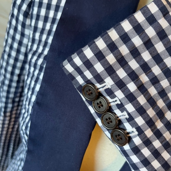 NWOT J.crew size 00 blue gingham blazer - Picture 3 of 10